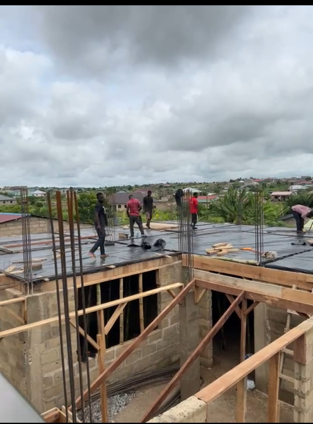 Roof slab construction in progress, Ghana build site