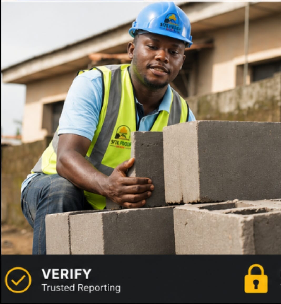 SiteProof Ghana agent verifying materials on site